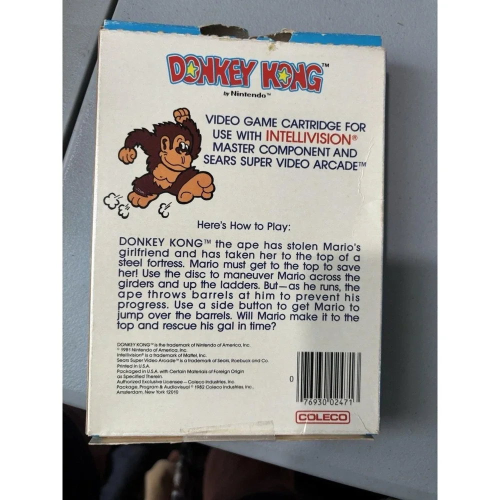 Donkey‎ Kong (Intellivision, 1982, CIB) Complete with Manual.